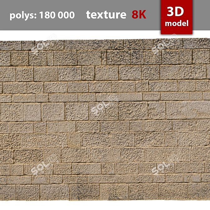 Stone Wall 3D Model 3D model image 2