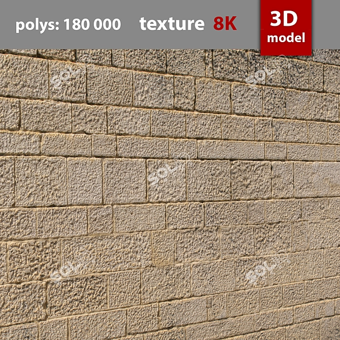 Stone Wall 3D Model 3D model image 3