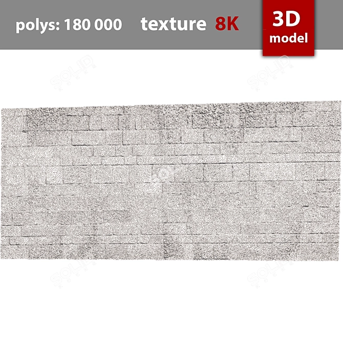 Stone Wall 3D Model 3D model image 5