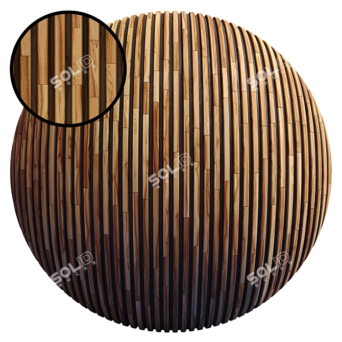 Rustic Wood Stripes 4K Panel with PBR Textures 3D model image 1