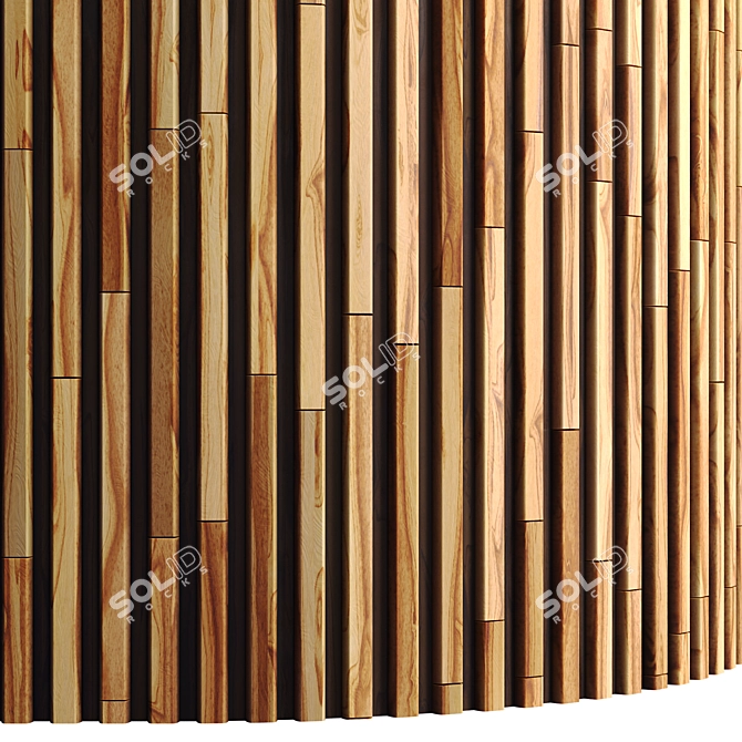 Rustic Wood Stripes 4K Panel with PBR Textures 3D model image 2