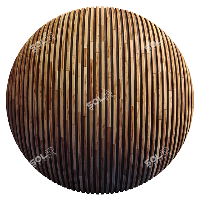 Rustic Wood Stripes 4K Panel with PBR Textures 3D model image 3