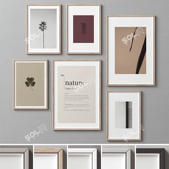 Versatile Wood Picture Frames Set 3D model image 1