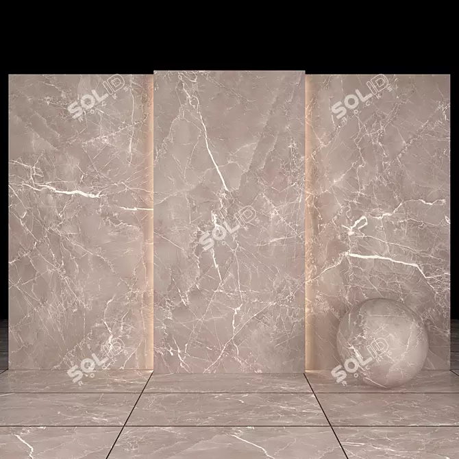 Sleek Gray Marble Slabs & Tiles 3D model image 1