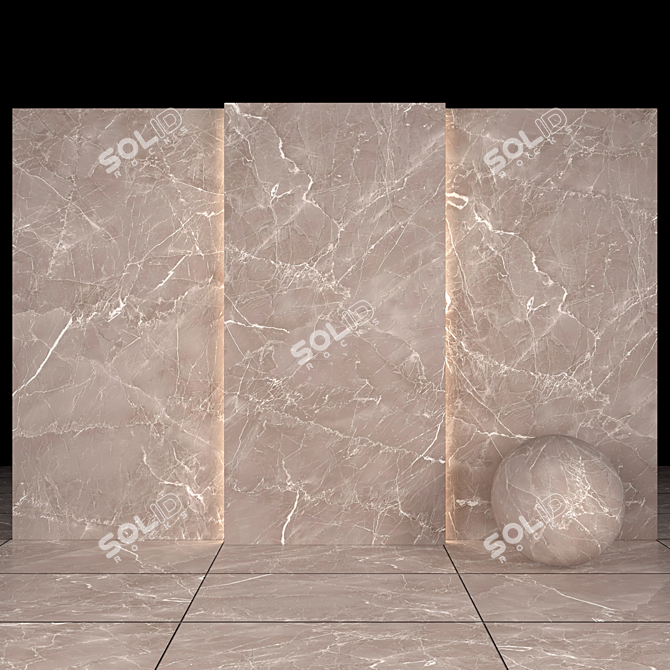 Sleek Gray Marble Slabs & Tiles 3D model image 2