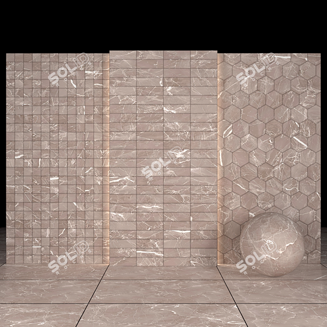 Sleek Gray Marble Slabs & Tiles 3D model image 3