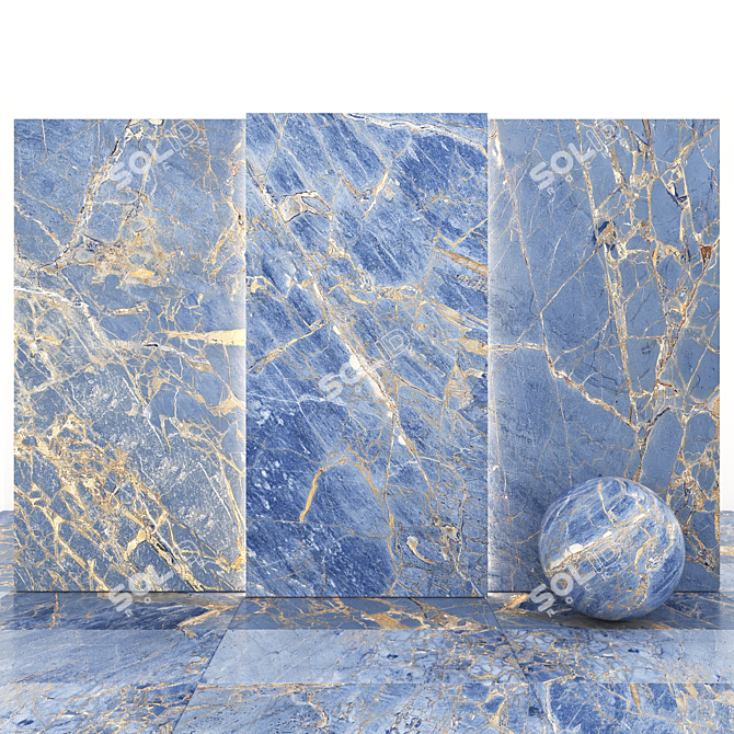 Elegant Blue Marble Slabs 3D model image 1