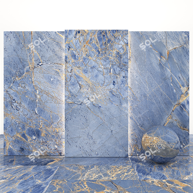 Elegant Blue Marble Slabs 3D model image 2