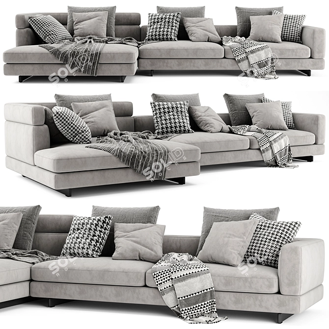 Luxurious Minotti Alexander Chaise Longue Sofa 3D model image 1