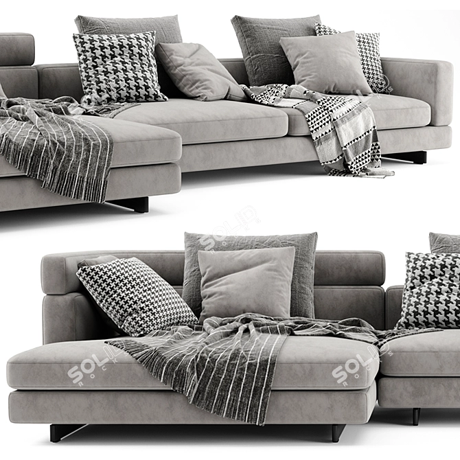 Luxurious Minotti Alexander Chaise Longue Sofa 3D model image 2