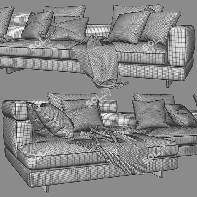 Luxurious Minotti Alexander Chaise Longue Sofa 3D model image 4