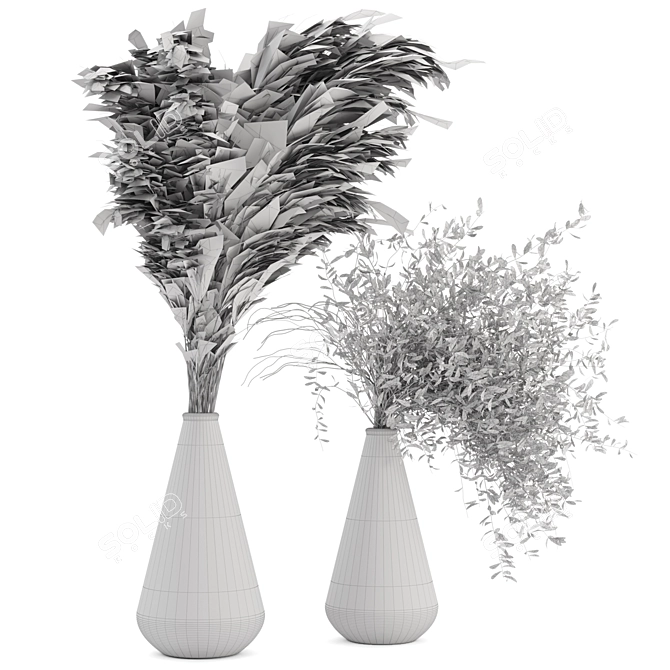 Pampas Dreams: Dried Plantset with Glass Vase 3D model image 5