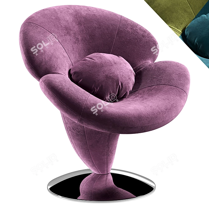 Orchidia Purple Velvet Armchair 3D model image 1