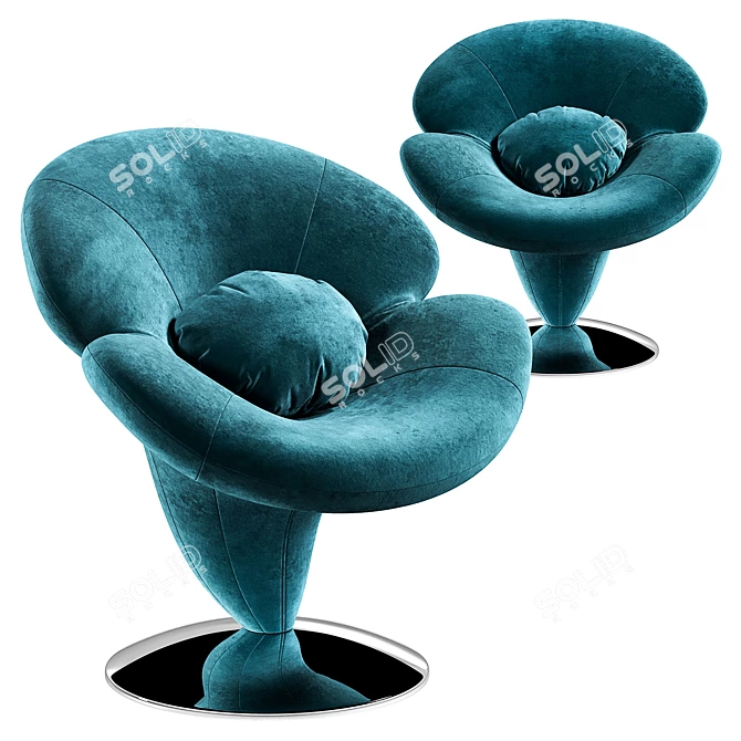 Orchidia Purple Velvet Armchair 3D model image 3