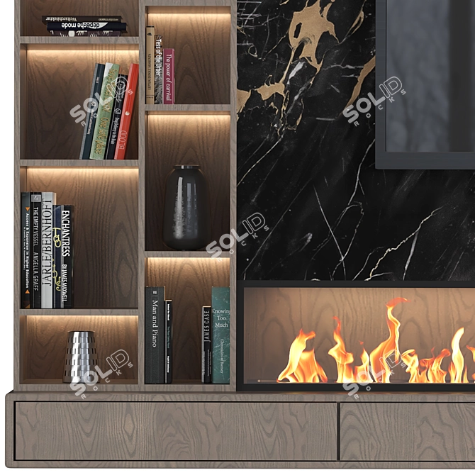 Sleek TV Wall Unit 3D model image 2