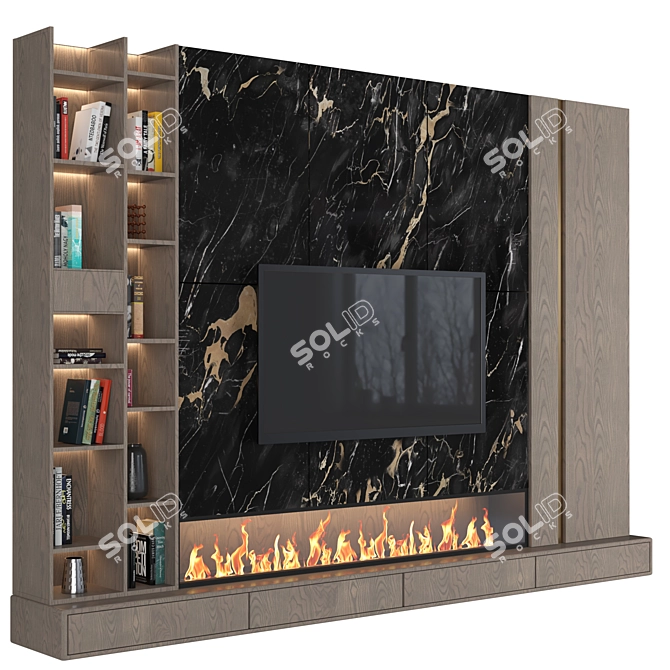 Sleek TV Wall Unit 3D model image 3