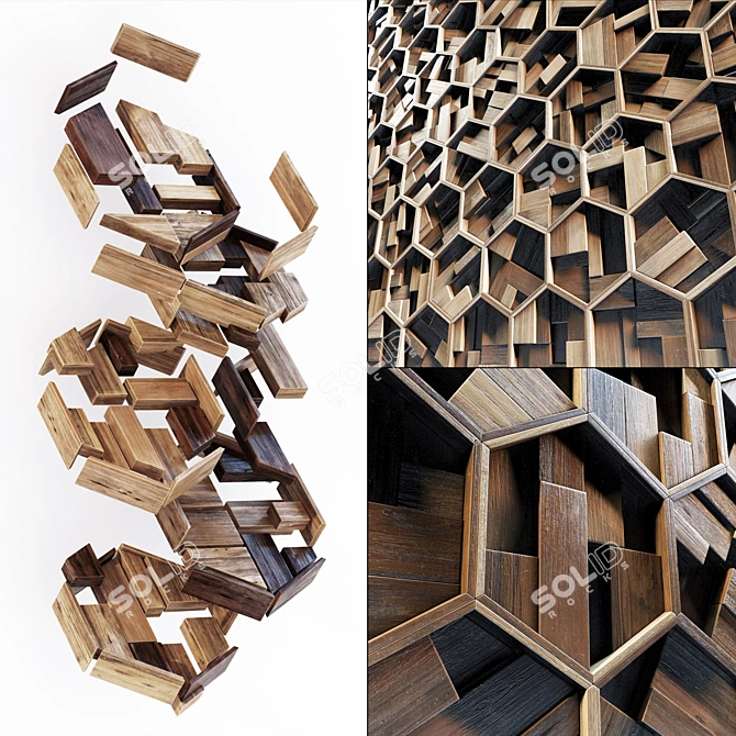 Hex Wood Panel Frame 3D model image 1