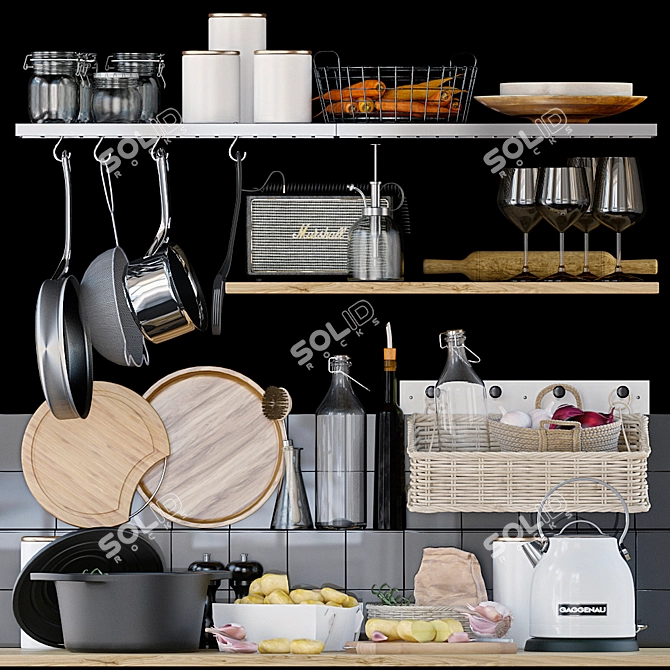 Elegant Kitchen Decor Set 3D model image 1