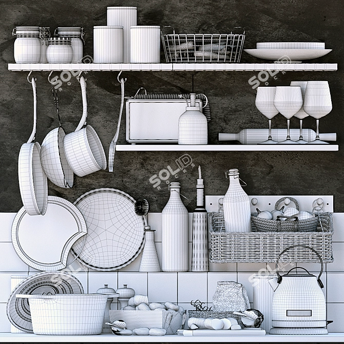 Elegant Kitchen Decor Set 3D model image 5