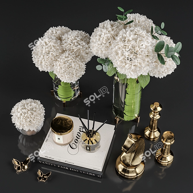 Victorian Chess and Hydrangea Decoration 3D model image 3