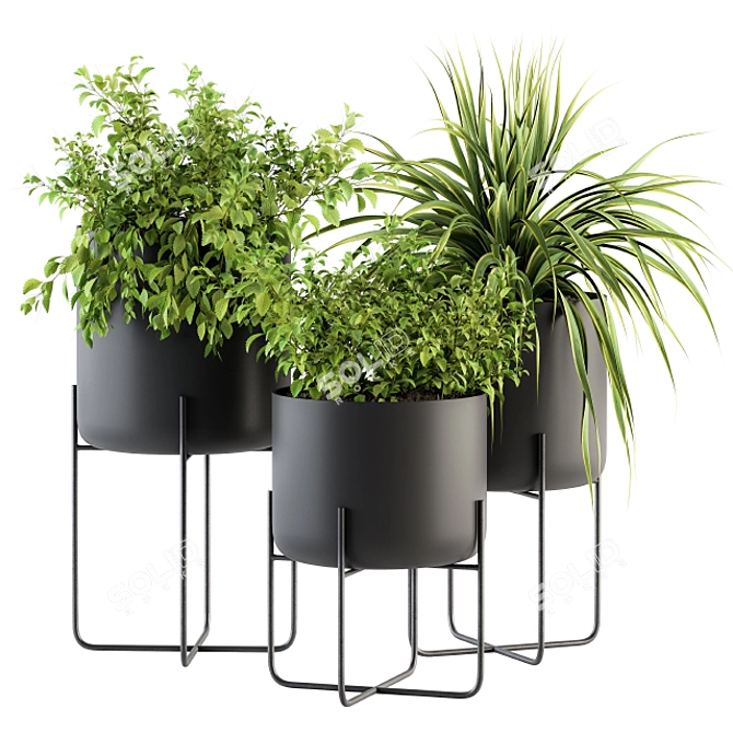 Stylish Black Box Plants Stand 3D model image 1