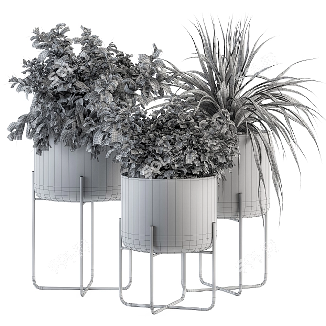 Stylish Black Box Plants Stand 3D model image 5