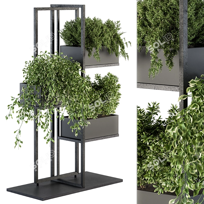 Elegant Black Box Stand Plant 3D model image 1