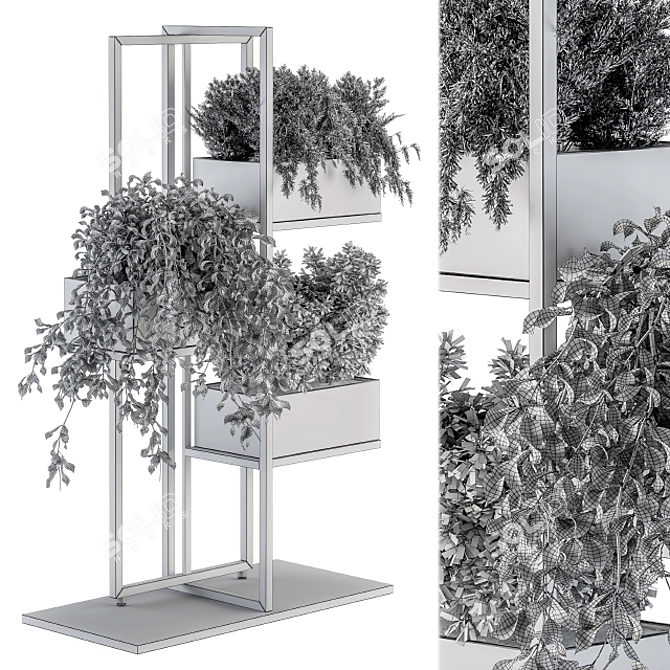 Elegant Black Box Stand Plant 3D model image 5