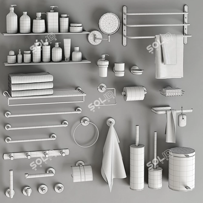 Modern Bathroom Accessories Set 3D model image 4