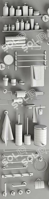 Modern Bathroom Accessories Set 3D model image 5