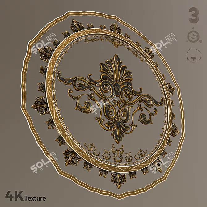 Luxury Golden Ornamental Sculpture 3D model image 1