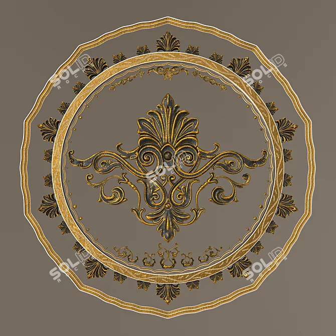 Luxury Golden Ornamental Sculpture 3D model image 3