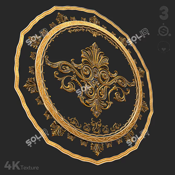 Luxury Golden Ornamental Sculpture 3D model image 5