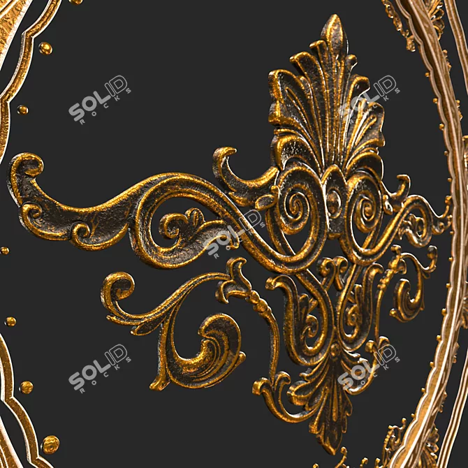 Luxury Golden Ornamental Sculpture 3D model image 7