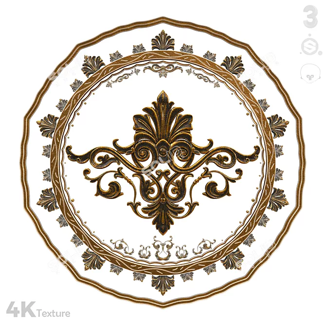 Luxury Golden Ornamental Sculpture 3D model image 10