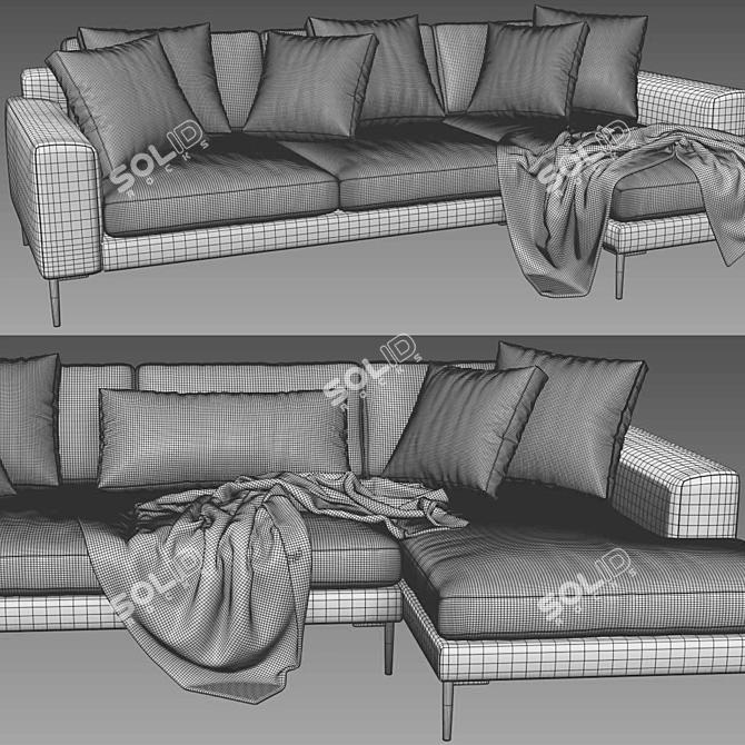 Modern West Elm Harper Chaise 3D model image 4