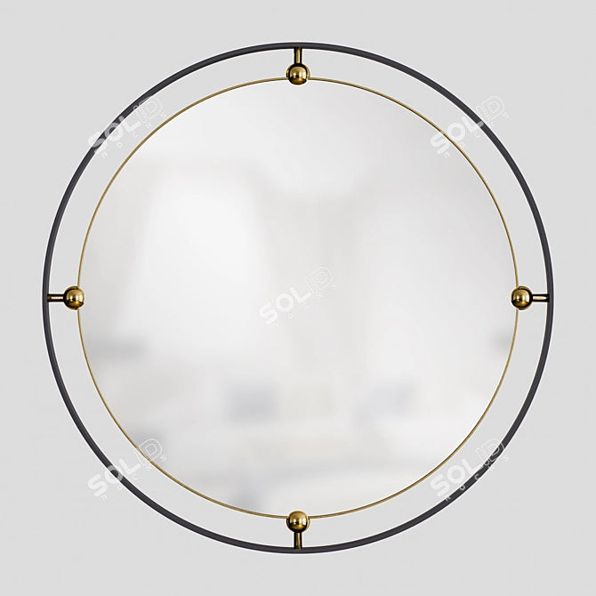 Elegant Brass Round Mirror 3D model image 1