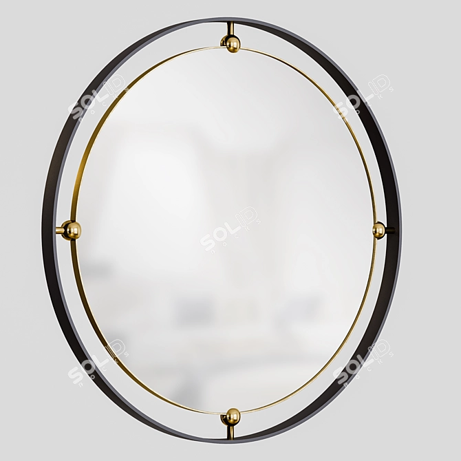 Elegant Brass Round Mirror 3D model image 2