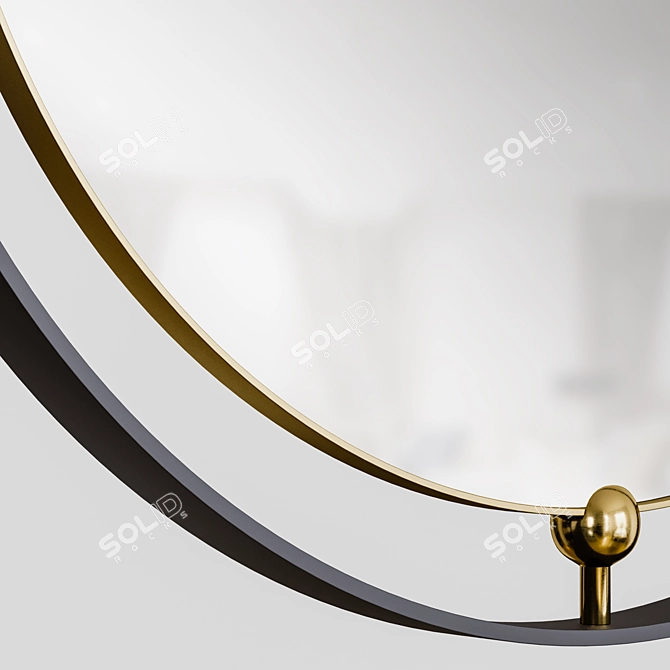 Elegant Brass Round Mirror 3D model image 3