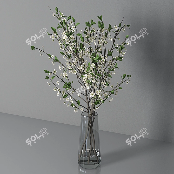 Blooming Cherry Branch in Vase 3D model image 2