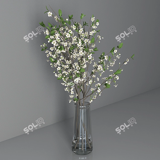 Blooming Cherry Branch in Vase 3D model image 3