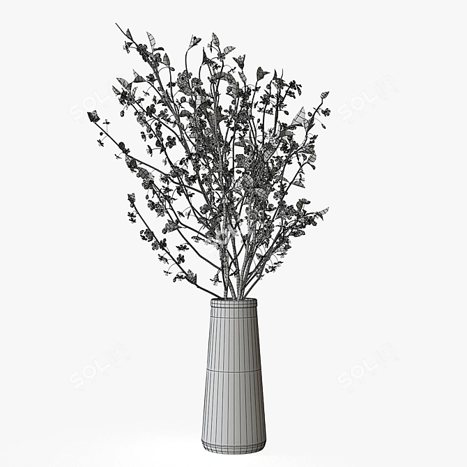 Blooming Cherry Branch in Vase 3D model image 4