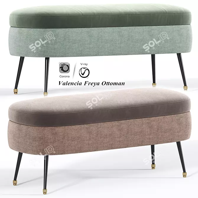 Valencia Freya Ottoman: Stylish and Functional 3D model image 1