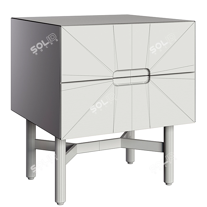 Modern Grey Bedside Table with 2 Drawers 3D model image 3