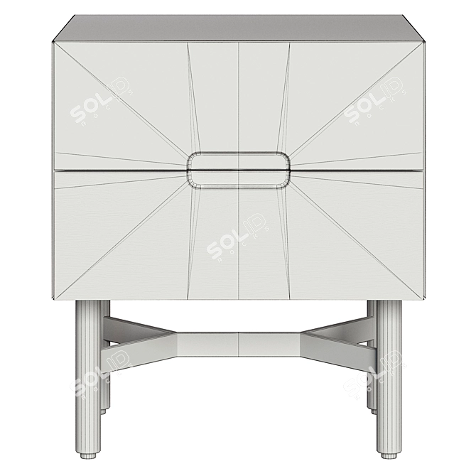 Modern Grey Bedside Table with 2 Drawers 3D model image 4