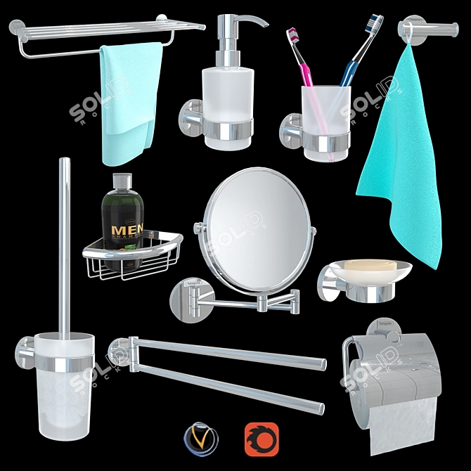 HANSGROHE Logis Accessory Set: Complete Bathroom Upgrade 3D model image 1