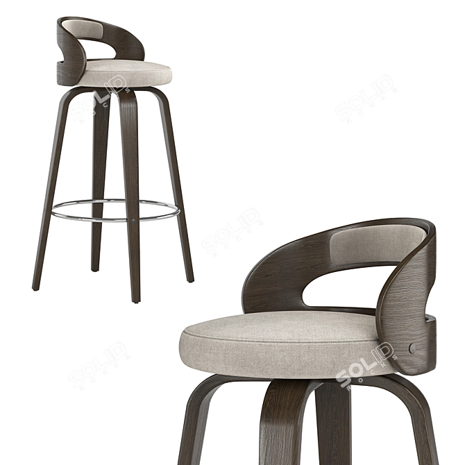 Swivel Stool Set: Counter & Bar 3D model image 3