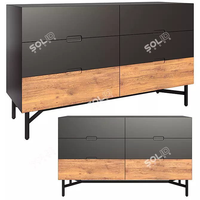 Modern 6-Drawer Chest LORA in Anthracite 3D model image 1