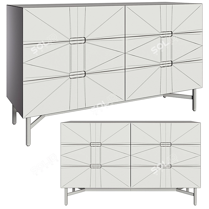 Modern 6-Drawer Chest LORA in Anthracite 3D model image 2