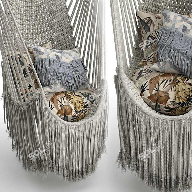 Boho Haven Macrame Swing 3D model image 4